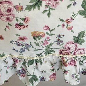 Vintage floral sheets top and bottom. Roses and Ruffles.